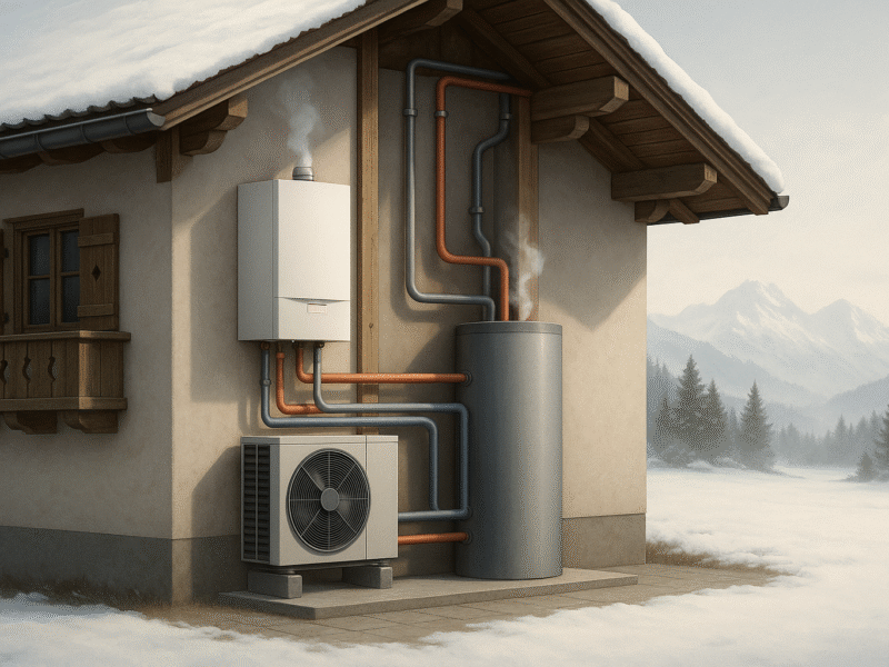Hybridheizungen aus Gasbrennwert und Wärmepumpe: Effiziente Lösungen für bayerische Bestandsgebäude unter neuen CO₂-Vorgaben