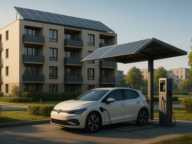 Solartankstellen in Mehrfamilienhäusern: Wirtschaftliche Integration und gesetzliche Vorgaben in Bayern für eine nachhaltige Bauzukunft