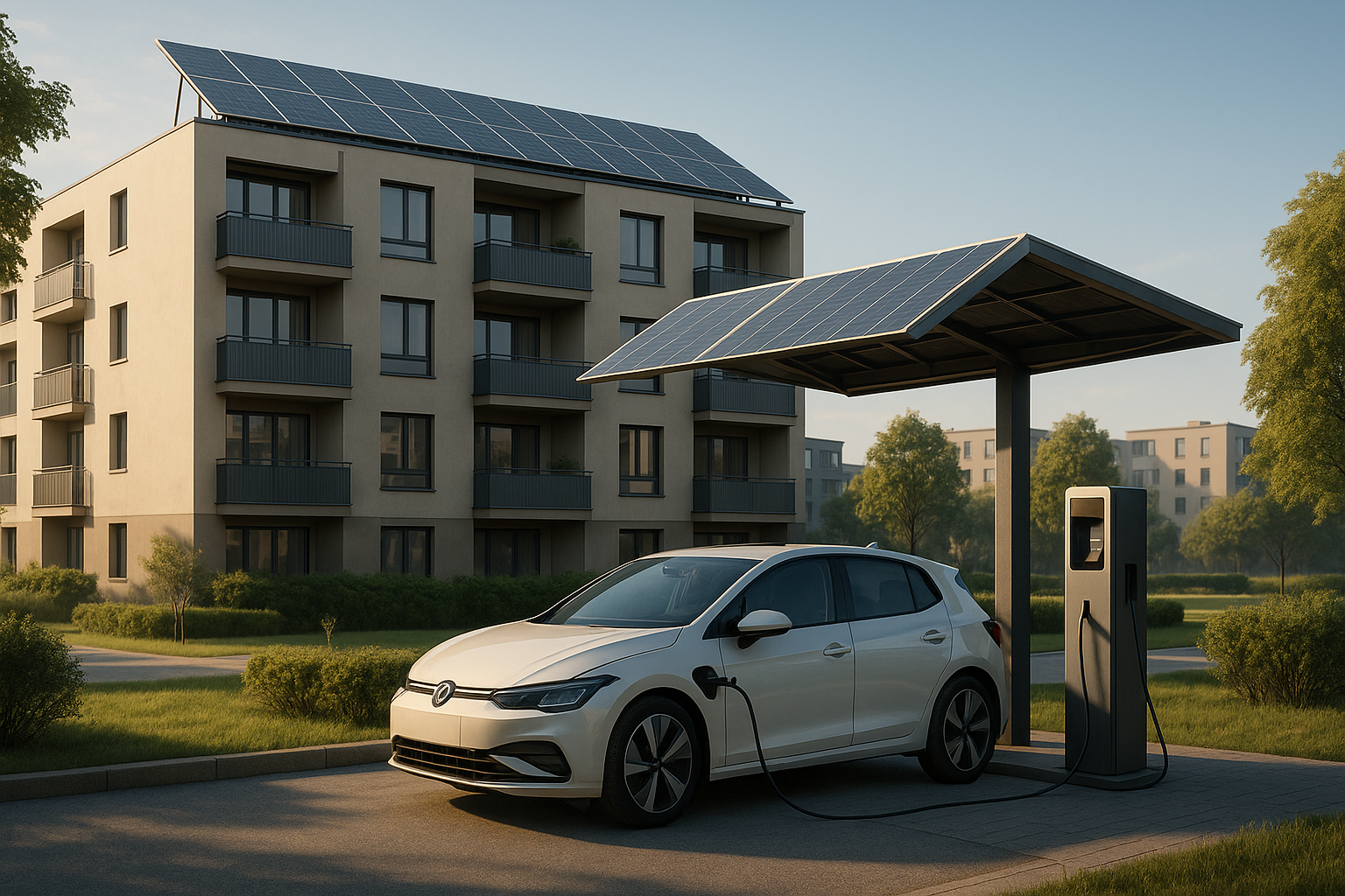 Solartankstellen in Mehrfamilienhäusern: Wirtschaftliche Integration und gesetzliche Vorgaben in Bayern für eine nachhaltige Bauzukunft