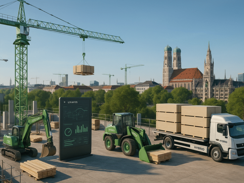 Nachhaltige Baustellenlogistik in München: So reduzieren Bauunternehmen CO2-Emissionen und erfüllen neue ESG-Anforderungen