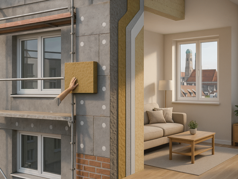 Wanddämmung in Bayern: Innen- oder Außendämmung? Vor- und Nachteile für Bauprojekte unter neuen gesetzlichen Anforderungen