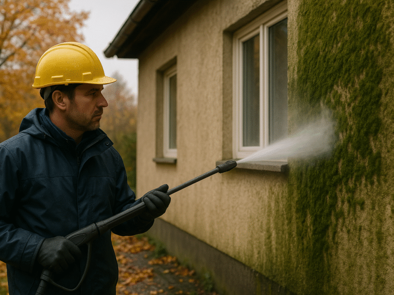 Herbstliche Fassadenreinigung in Bayern: Unverzichtbarer Schutz vor Feuchtigkeit und Moos für Bauunternehmen und Immobilienbesitzer