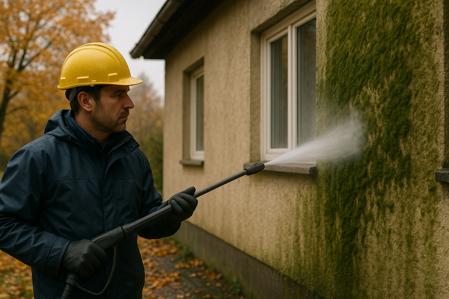 Herbstliche Fassadenreinigung in Bayern: Unverzichtbarer Schutz vor Feuchtigkeit und Moos für Bauunternehmen und Immobilienbesitzer