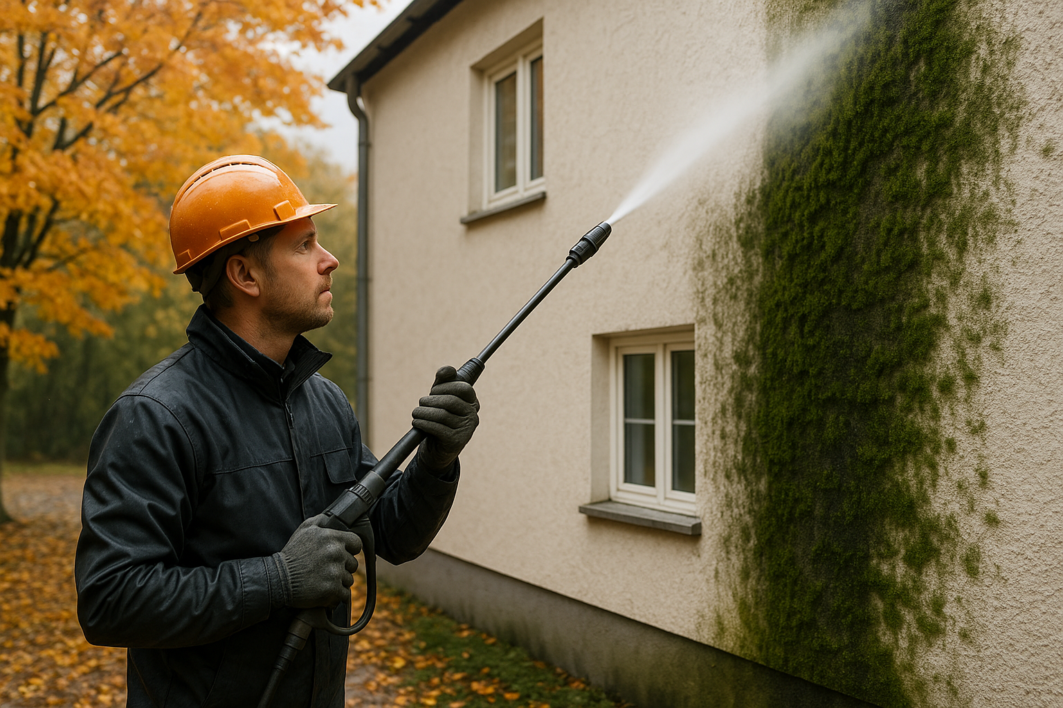 Herbstliche Fassadenreinigung in Bayern: So schützen Sie Ihre Gebäude vor Moos und Feuchtigkeit für nachhaltige Werte