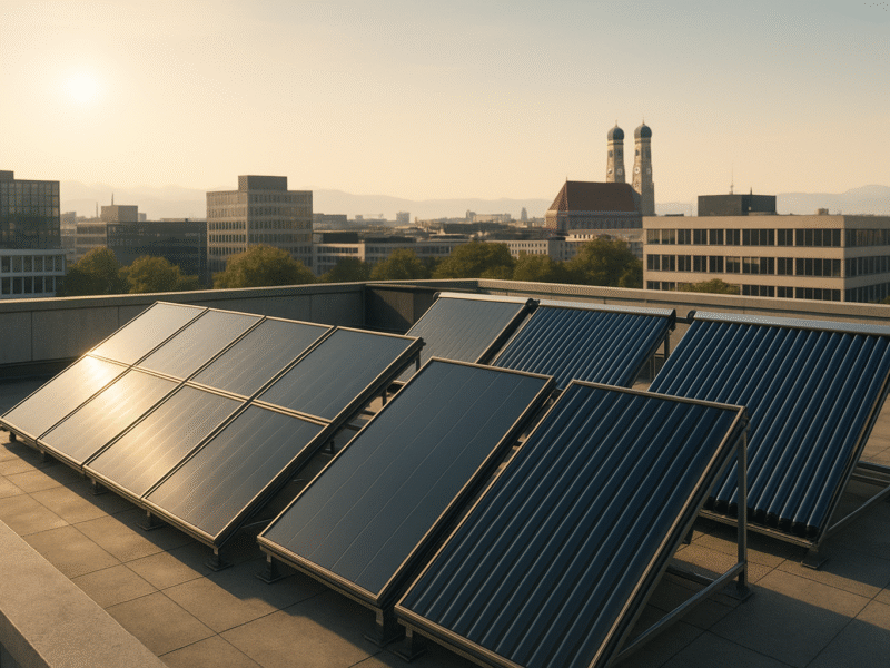 Solarthermie im Bestand: Innovative Warmwasser- und Heizlösungen für Gewerbeimmobilien in München sichern Energiekosten und erfüllen neue ESG-Vorgaben