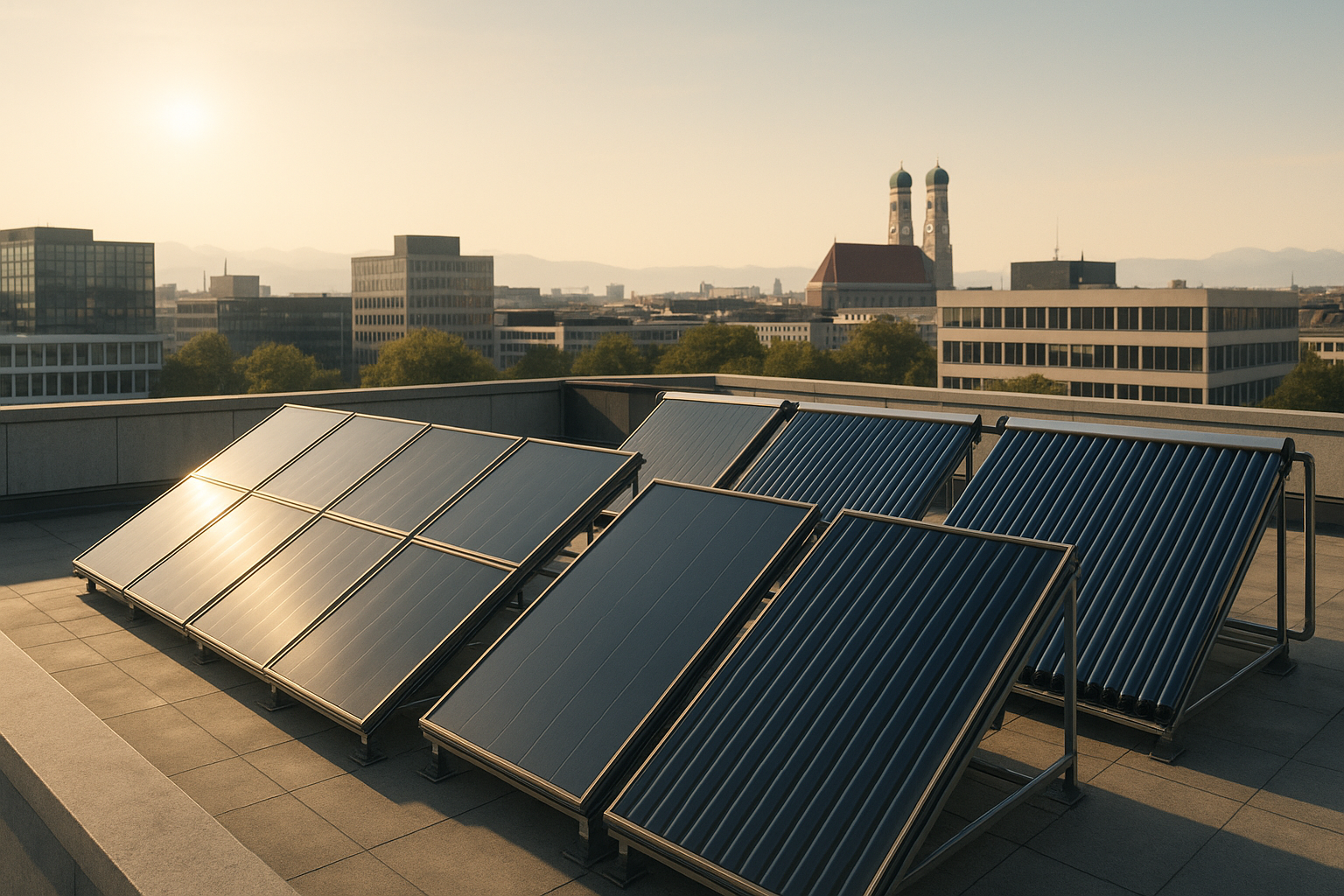 Solarthermie im Bestand: Innovative Warmwasser- und Heizlösungen für Gewerbeimmobilien in München sichern Energiekosten und erfüllen neue ESG-Vorgaben